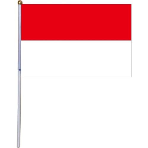 Free shipping xvggdg 100pcs 14 * 21cm Small Indonesia Hand Waving National Flag Polyester Indonesia hand Flag
