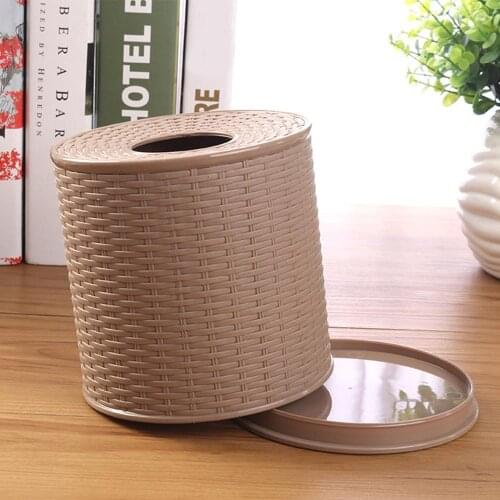 Natural Countryside Tissue Roll Paper Cover Rattan Braid Style Bathroom Office Desk Car Tissue Box Container Towel Napkin Holder