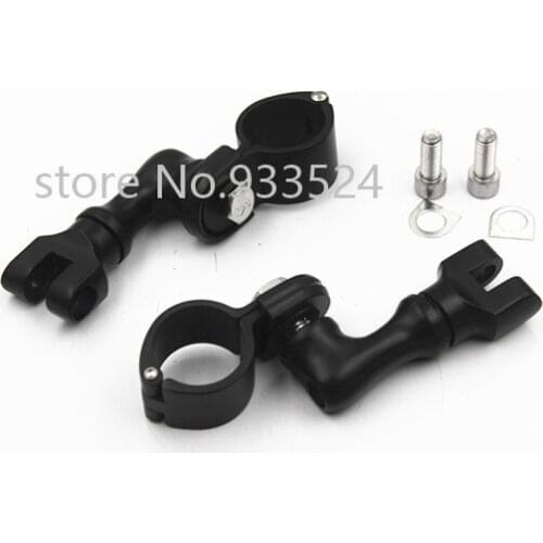 Black 1.5" Engine Guard Foot Peg Mounts Clamps For Harley Honda Kawasaki Triumph UTV ATV Cruiser Chopper Bobber Motorcycle