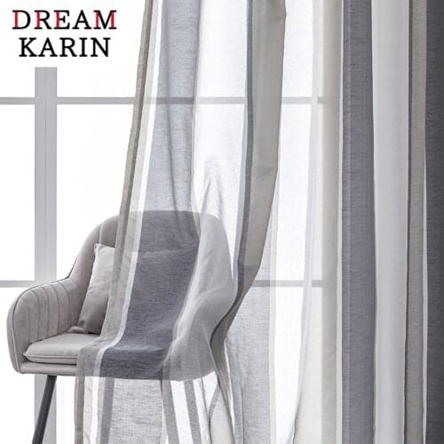 DK Modern Striped Sheer Curtains for Living Room Bedroom Curtains Window Kitchen Window Treatment Tulle Drapes Panels Custom