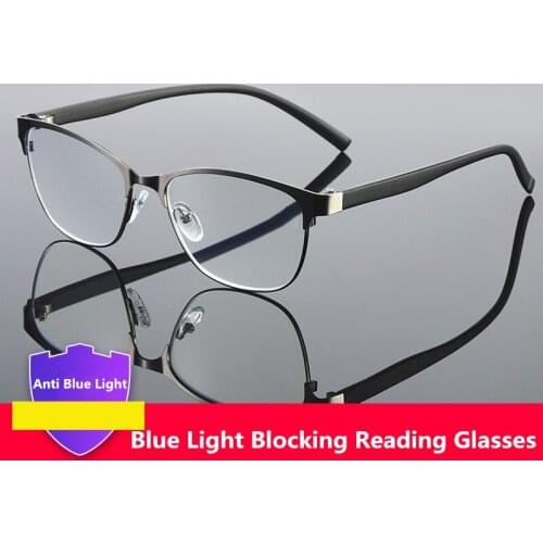 Men Titanium alloy Reading Glasses Non spherical 12 Layer Coated lenses Retro Business Hyperopia Prescription Eyeglasses