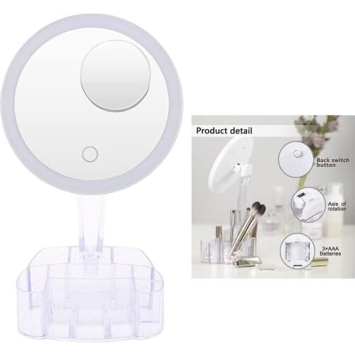 Makeup Mirrors with 26x LED Lights Dimming Vanity w/ Detachable 10X Magnification Light Up Mirror Touch Screen Battery Powered