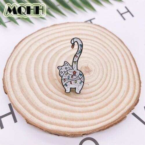 Cartoon cute animal enamel brooch colorful cat tail pin alloy badge cowboy clothes bag accessories jewelry gift for friends