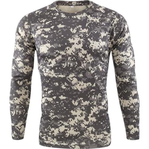New Outdoor Quick Dry T Shirt Men Tactical Camouflage Long Sleeve Round Neck Sports Army Military Tshirt Camo Funny 3D T-shirt