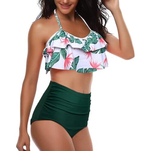 KANCOOLD womens swimming suit Sexy Leaf Print Push-Up Padded Bra Beach Bikini Set Swimsuit High Waisted short Swimwear2020mar21