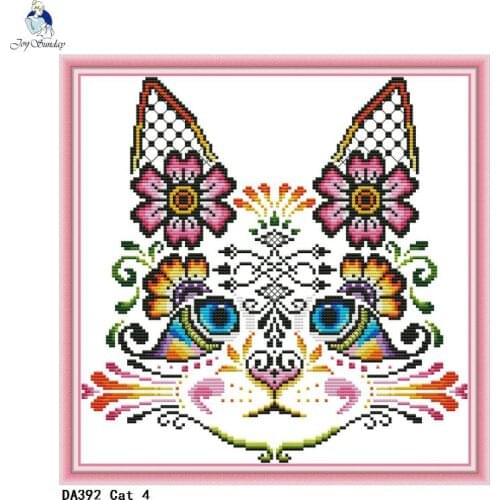 Joy Sunday Cat Paintings Needlework, Counted Printed On Canvas Cross Stitch Schemes, DIY Handmade Crafts Home Decoration