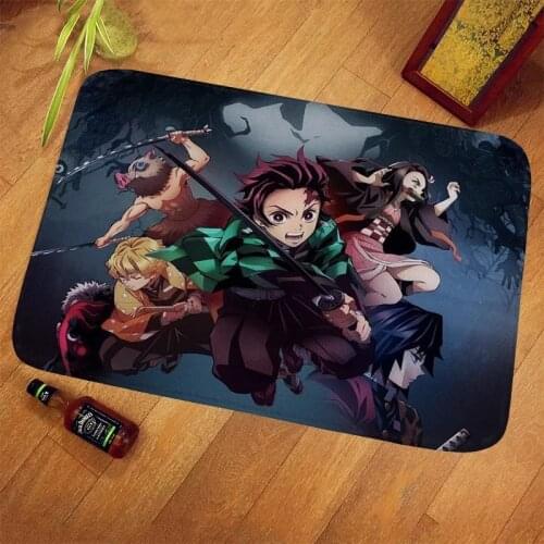 Demon Slayer Rugs Anime Series Kitchen Carpet Entrance Doormat Bedroom Hallway Floor Mat Bathroom Water Absorption Anti-Slip Rug