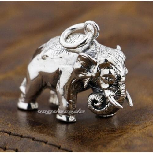 Cool The Mighty Elephant Pendant Solid 925 Sterling Silver Mens Huge and Heavy Fashion Pendant 8P023