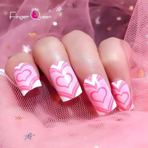 24pcs Box False Nails For Girls Tips Semi-Permanent Love Shape Pink Reusable Nails Cute Beauty Man-Made Acrylic Major Halloween