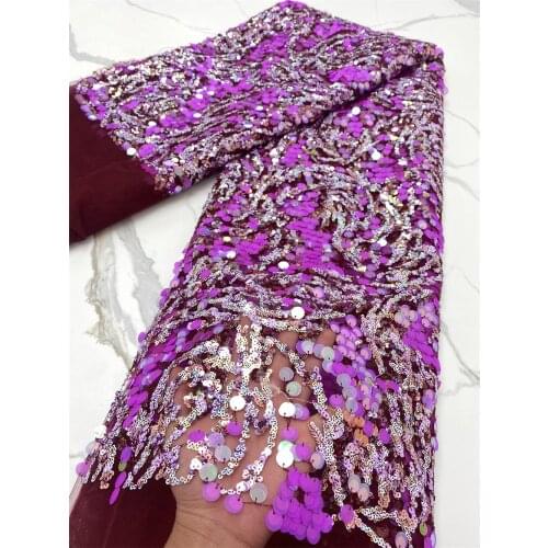Nigerian Lace Fabric 2021 Bridal Lace Fabric Luxury High Quality Embroidery French Tulle Fuchsia Lace Fabrics Wedding 4165B