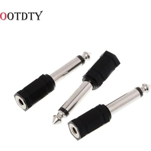OOTDTY 2018 Fashion 3 Pcs 6.35mm 1/4" Mono Plug to 1/8" 3.5mm Stereo Jack Female Audio Converter Adapter