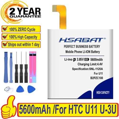 Original HSABAT 5300mAh B2PZC100 High Capacity Zero Cycle Battery for HTC U11 U-3U
