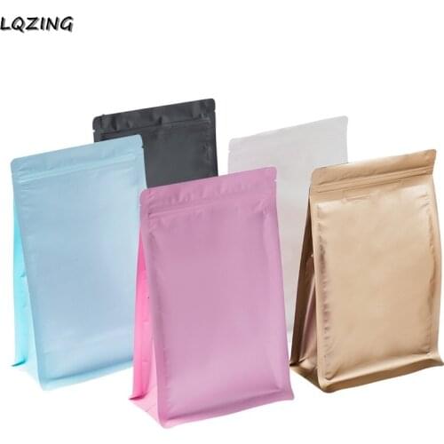 50pc Color Aluminum Foil Sealing Coffee Bag Dog Food Self-supporting Ziplock Bags Nuts Rice Tea Packaging Bag Pouch Big Capacity
