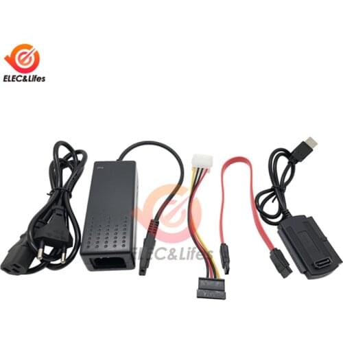 SATA PATA IDE Drive to USB 2.0 Adapter Converter Cable for Hard Drive Disk HDD 2.5" 3.5" with External AC Power Adapter US/EU