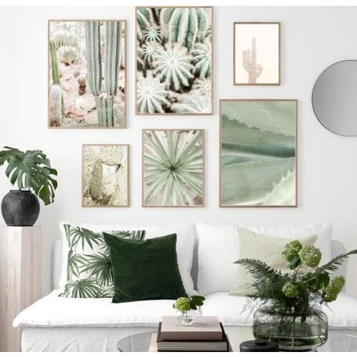 Cactus Green Leaves Nordic Posters And Prints Tropical Plant Wall Art Canvas Painting Wall Pictures For Living Room Home Decor