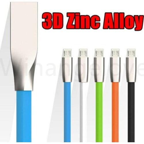 2A 3D Zinc Alloy 1m flat Micro V8 usb data charging cable Accessory Bundles for samsung s4 s6 s7 edge android phone