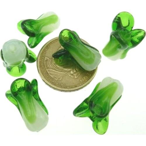 5pcs Green Cabbage Charm Pendant Jewelry Findings Fashion Glass Food Charms Handmade Bracelet Necklace Accessories