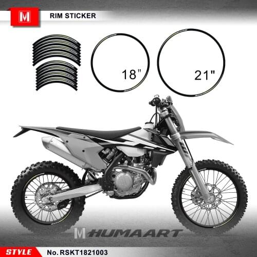 HUMAART Custom Wheel Rim Sticker Tape 21'' x 18'' 21 x 18 Inches Off-road Decals for MX Dirt Bike Off Road Motorcycle, Black