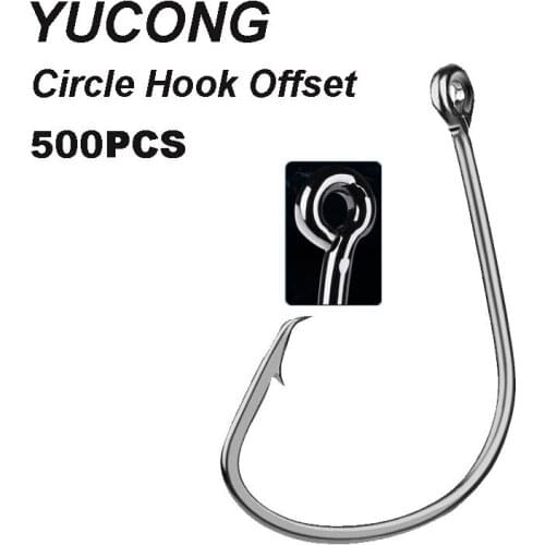 YUCONG 500Pcs/lot Fishing Hooks 1#-5/0# Single Circle Fishhook Black Carbon Steel Fly Fishing Jip Barbed Carp Hooks Pesca Tackle