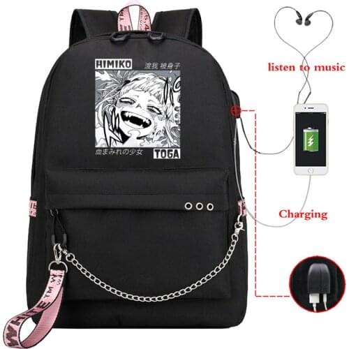 My Hero Academia Himiko Toga Laptop Backpacks Japan Anime School Bag My Hero Academia Anime Backpacks for School Teenagers Girls
