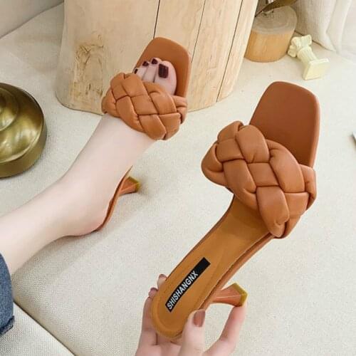 Sandals and Slippers Women 2020 Summer New Korean Outer Wear Fashion Word Drag Woven High Heels Sandals Women Slippers