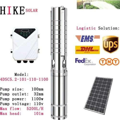 Hike solar equipment Solar Water Pump 110V 1100w MPPT Controller SS304 Impeller (Max Head 101m, Flow 5.2T/H)4DSC5.2-101-110-1100