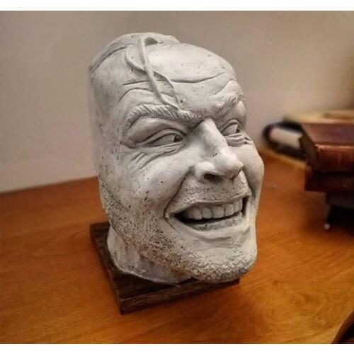 Heres Johnny Sculpture of The Shining Resin Desktop Ornament Bookend Library Funny-face Book Shelf Statue Figurine Home