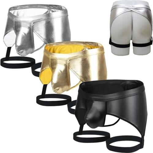 Summer Male Sissy Panties Newest Sexy PU Leather Briefs Underwear Mens G-String Underpants Jockstrap Erotic Gay Shorts