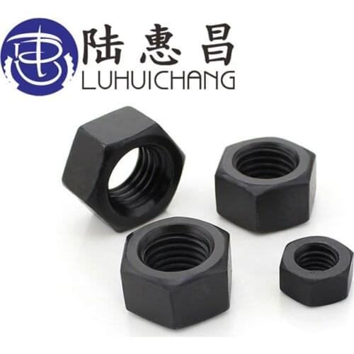LUHUICHANG M5 M6 M8 M10 M12 M14 M16 M18 M20 M22 M24 Black Grade 8 Carbon Steel Hex Nut Hexagonal Nut Screws