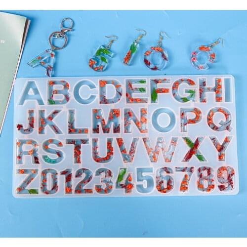 Xinyao 1pc DIY Crystal Gglue 26 English Letters Numbers High Mirror Plate Mold Accessories For Jewelry Making