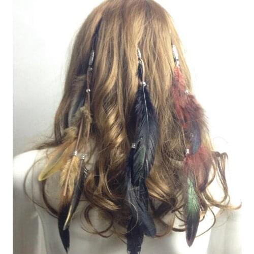 Hair clips hair boho Women Feather Hairband Hair Comb Clips Boho Headband Headpiece Bohemian Tassel Hair Accessories Folk