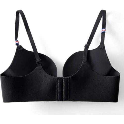 Woman pushu up Bra Thin Section Without Steel Ring One-piece Seamless Gathering Bra Solid Color Stretch Thin Padded Bra