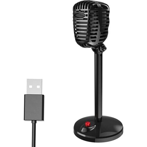 1pcs Home Retro Game Conference Karaoke Stable 3.5mm USB Desktop Microphone For Computer Live Performance Anti-noise