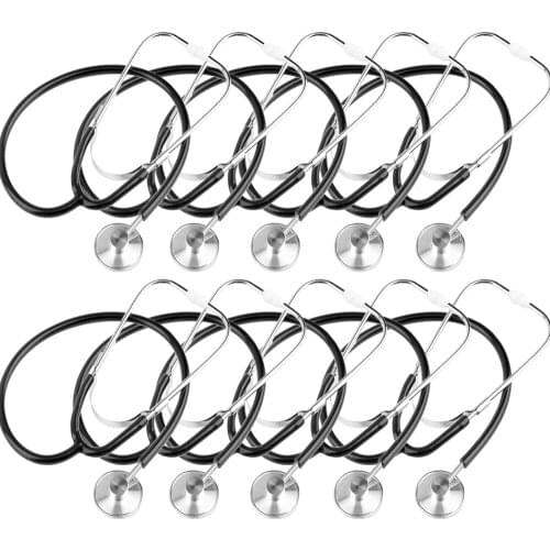 10 PCS Black Single Tube Aluminium Alloy Chestpiece Home Doctors Nurse Clinical Cute Cardiology Stethoscope