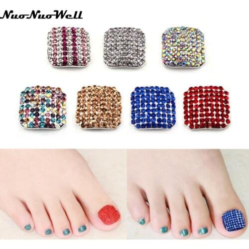 100pcs/set DIY 3D Diamonds Nail Art Manicure Foot Sapphire Blue Rhinestones Stickers Foot Toenail Stickers False Fake Nail Tips