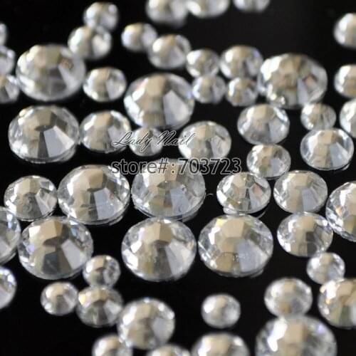 1000 pcs 2mm - 6mm Mix Size Clear Color Resin Acrylic Round Rhinestone Flatback Crystal Rhinestones Nail Art Decoration N01