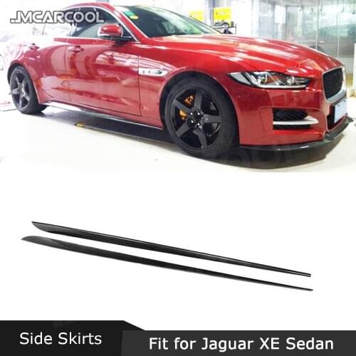 Carbon Fiber / ABS Black Side Skirts For Jaguar XE Sedan 4-Door 2015-2018 Car styling Door Extension Lip Aprons