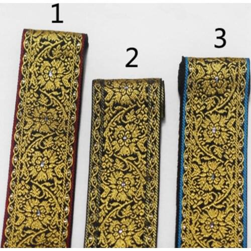 4.5cm nation style nylon gold color jacquard ribbon, embroidery gold ribbon,XERY191208B