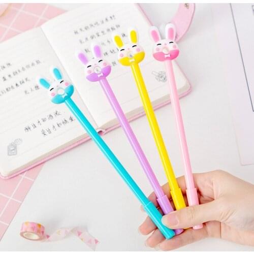 50PCS Korean Cartoon Bunny Doughnut Gel Pens Black 0.5mm Student Creative Stationery Office Accessories
