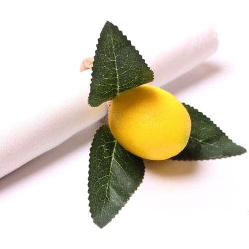 6pcs Simulation lemon plant napkin ring Fruit meal buckle Hotel model room napkin ring