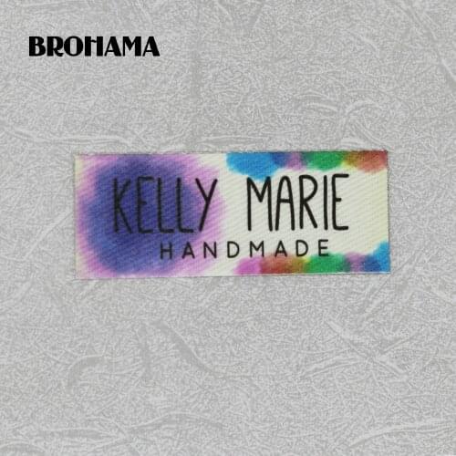 64 pieces Custom logo labels, Name iron on label, Custom Clothing tags, Organic Cotton Labels