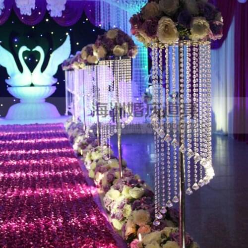 8pcs/lot lastest crystal pillar acrylic garland wedding flower stand wedding decoration road lead Tall 125cm