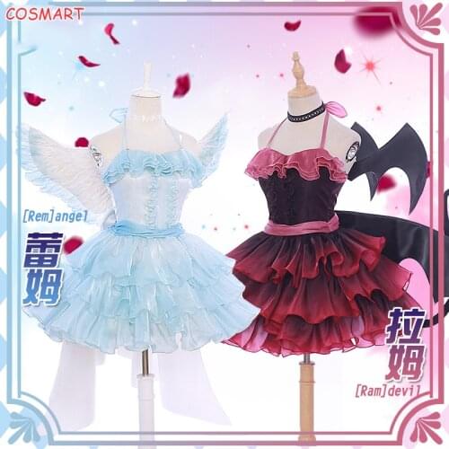 Anime Re:Life in a Different World From Zero Rem Ram Devil Angel Lolita Dress Cosplay Costume Halloween Suit For Women 2021 New