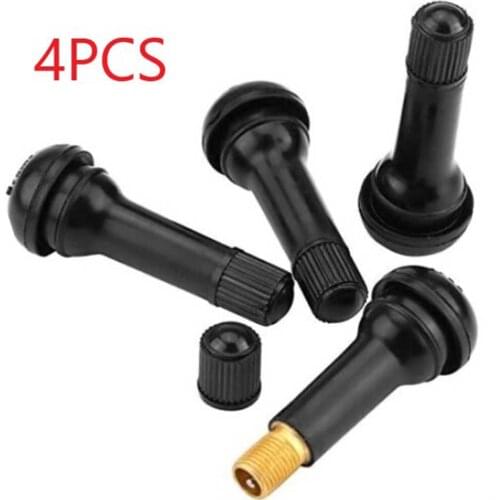 4X TR414 / TR412 Tubeless Valve With Core Vacuum Tire Valve For Automobile Black Rubber Valve Alloy Accessories