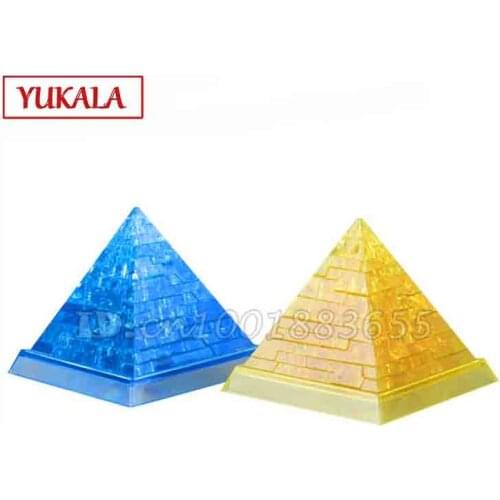 Free shipping 3d three-dimensional crystal pyramid puzzle assembled model toy Childrens educational diy gift LED LIGHT