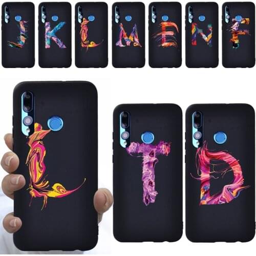 Phone Case for Huawei Honor 10 Lite/Honor 20 Lite Soft TPU Silicone Luxury Paint Letter Pattern Ultra-slim Back Cover