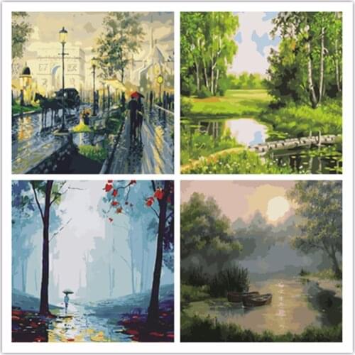 Cuodros decoracion Landscape picture digital acrylic painting coloring by numbers wall pictures paint by number on canvas RS235