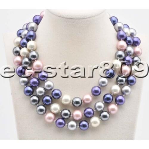 D0329 50" 12mm Black Round South Sea Shell Pearl Necklace