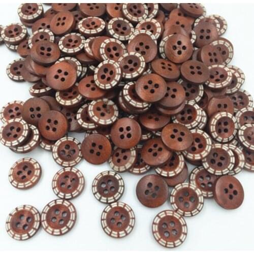 DIY 200pcs Wood Buttons Sewing 4 Holes Round Dia 13mm Clothing accessories 13mm