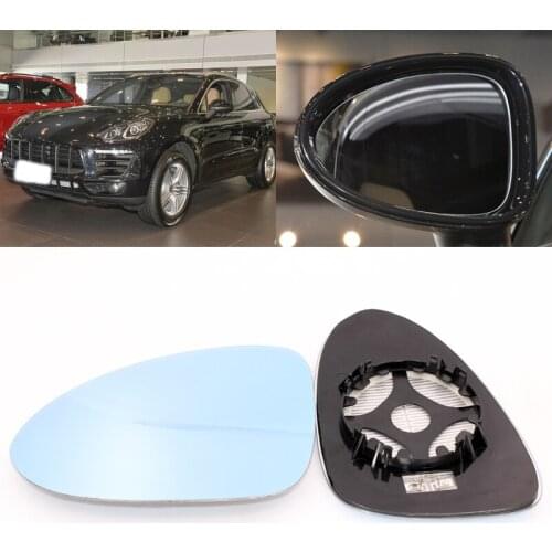 For Porsche Macan Car Side View Door Wide-angle Rearview Mirror Blue Glass With Base Heated 2pcs